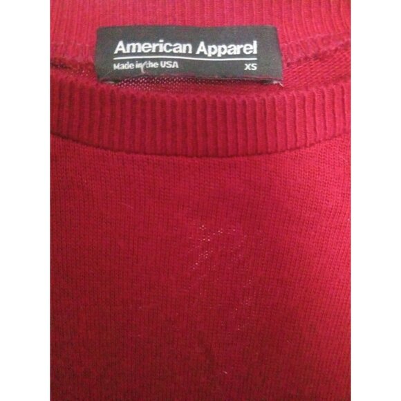 American Apparel Red Long Sleeve Crop Shirt Scoop Neck Size xs - Picture 3 of 4